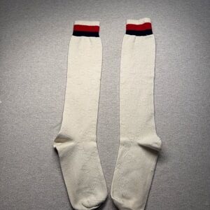 Gucci crew socks. Red/navy stripe. Size L/12/26-28cm.